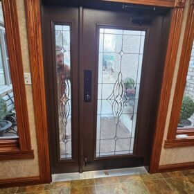 Funeral home Irwin PA ThermaTru door operable sidelites inside