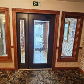 Funeral home Irwin PA ThermaTru door operable sidelites inside fullview